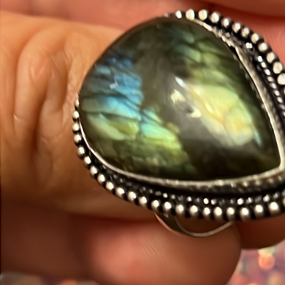Brilliant Flash Labradorite Ring 925 size 9 - Picture 3 of 4